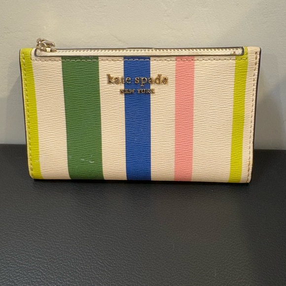 Kate Spade Green and Blue Striped Wallet - Picture 3 of 8